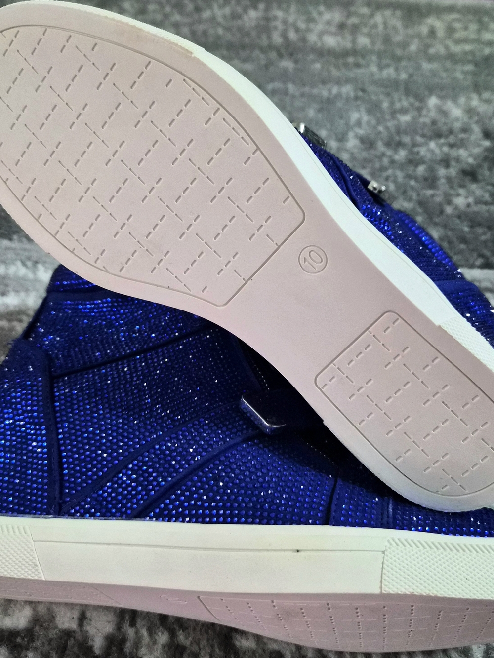 NwT Gorgeous Royal Blue Rhinestone Sparkly Wedge Sneakers - Picture 6 of 7
